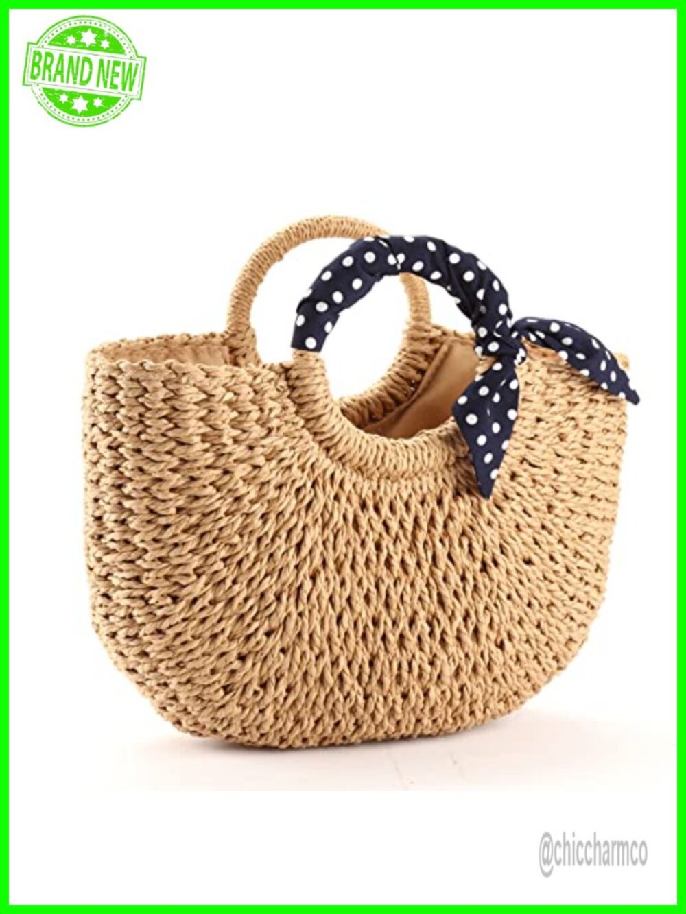 Handmade Straw Tote Bag Large Woven Beach Bag Women's Handbag
